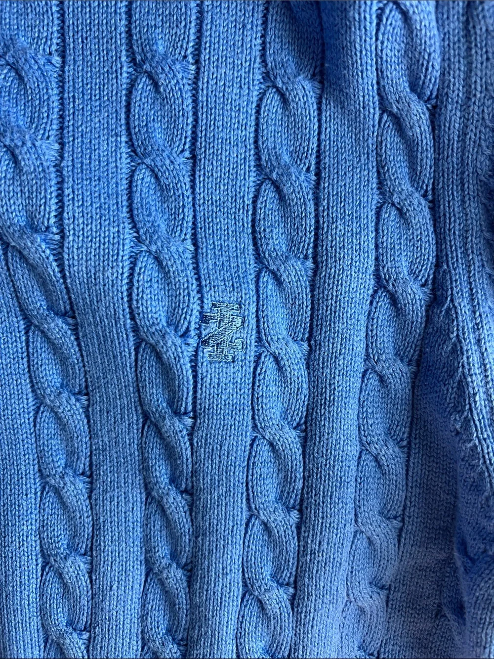 Izod Men’s Cable-Knit Quarter-Zip Sweater - Sky Blue